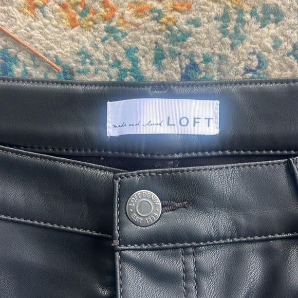 New Loft Pants Women’s Sz 10 30 inch waist Black Imitation Leather dress casual - Picture 5 of 13